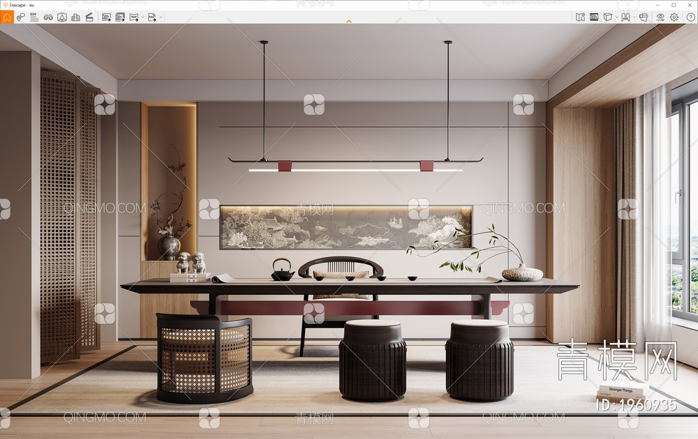茶室SU模型下载【ID:1960935】