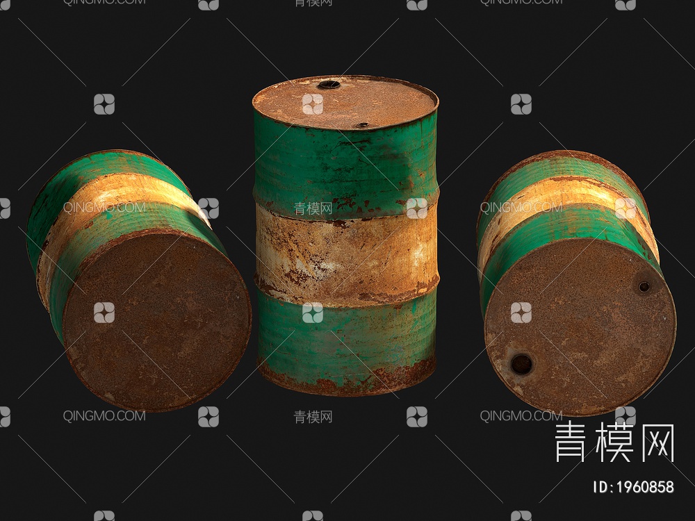 汽油桶 铁桶 油桶 生锈的金属桶3D模型下载【ID:1960858】