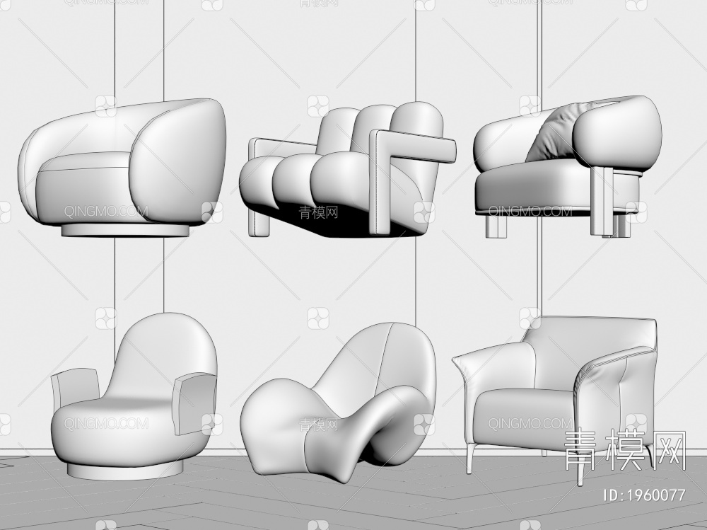 单人沙发3D模型下载【ID:1960077】