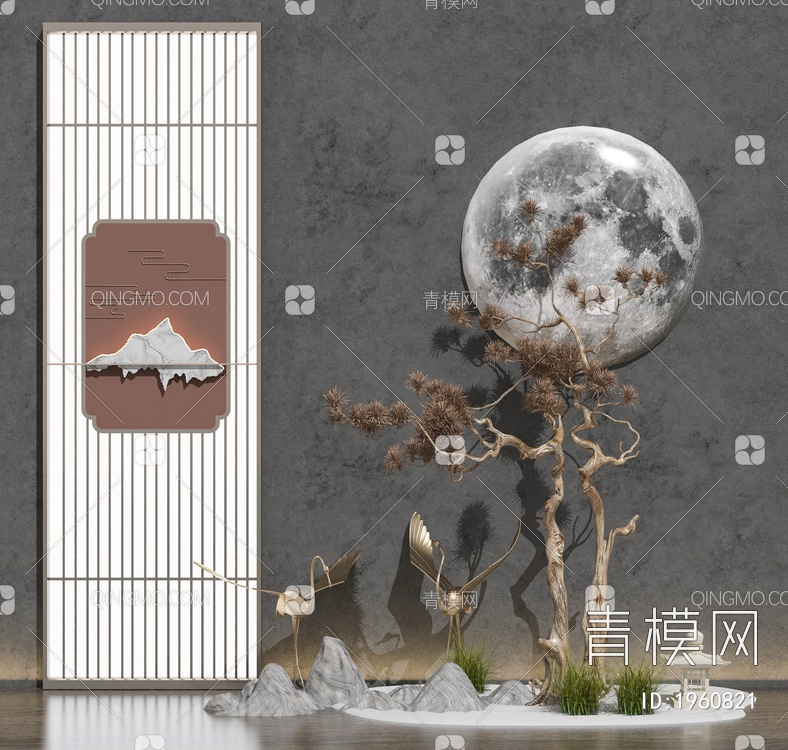 枯山水松树景观3D模型下载【ID:1960821】