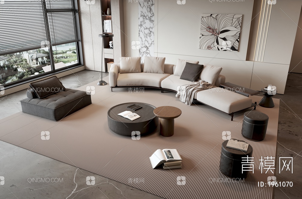 【家居客厅3D模型】-现代VR有灯光有贴图MAX2016家居客厅3d模型下载-ID1961070-免费3Dmax模型库 - 青模3d模型网