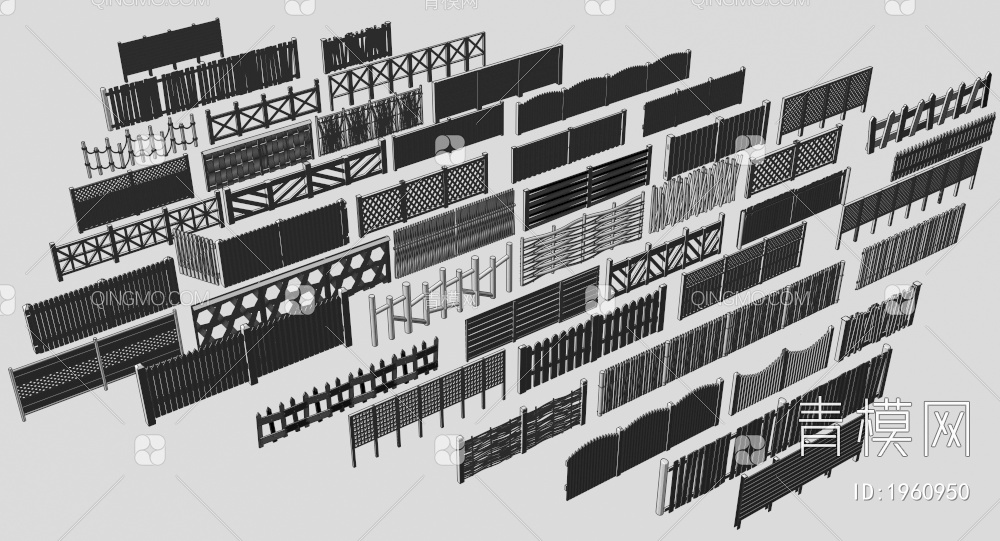 木质篱笆墙 木栏杆合集3D模型下载【ID:1960950】