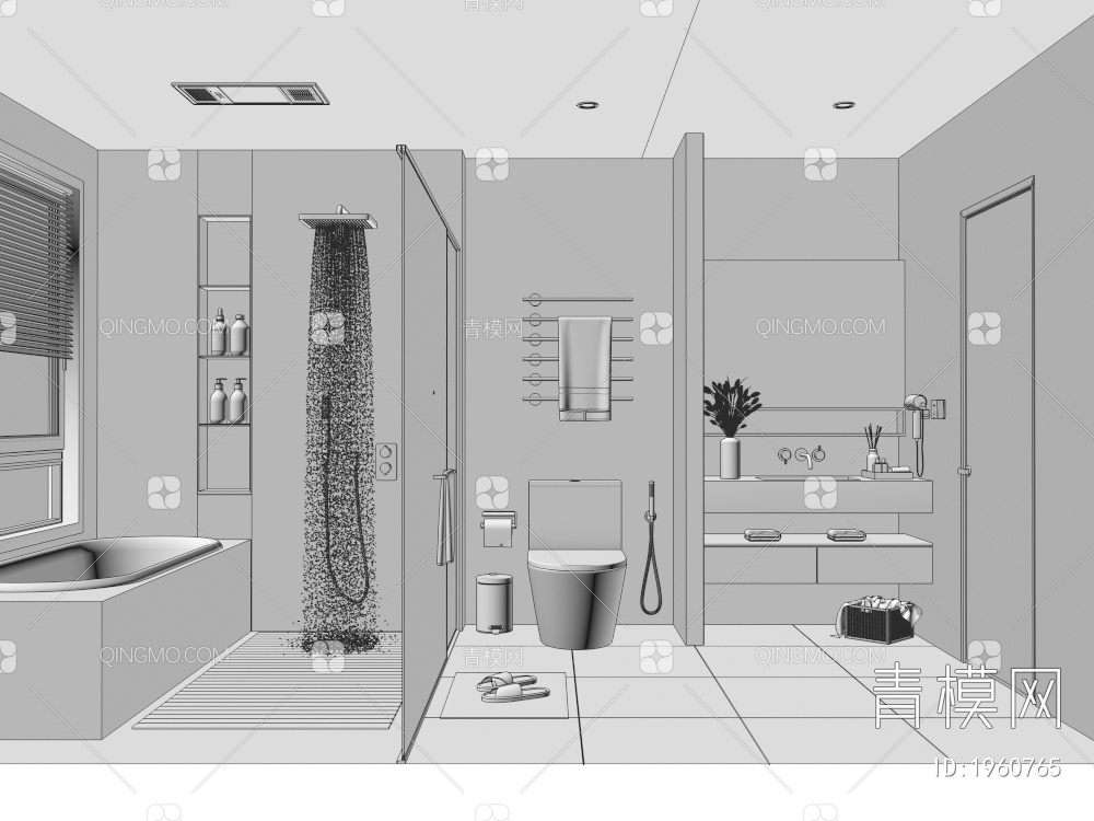 卫生间 浴室 洗手台 浴室柜 厕所3D模型下载【ID:1960765】