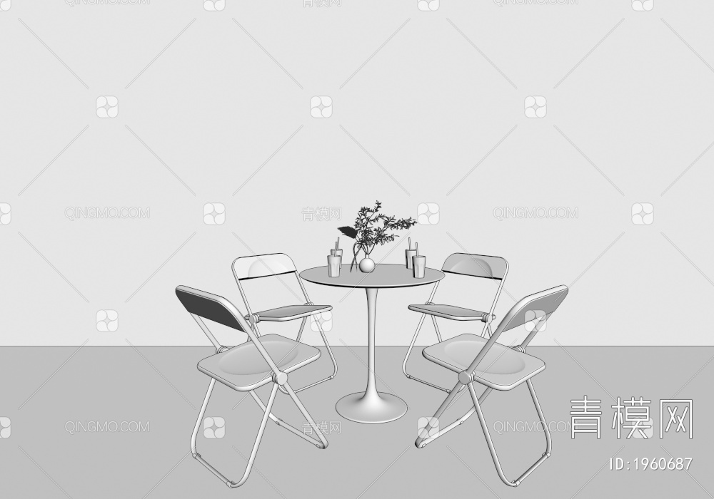 亚克力桌椅 休息桌椅 餐椅3D模型下载【ID:1960687】