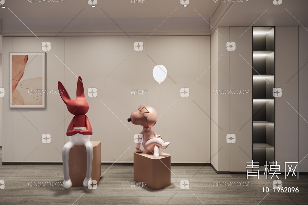 兔子雕塑摆件狗雕塑SU模型下载【ID:1962096】