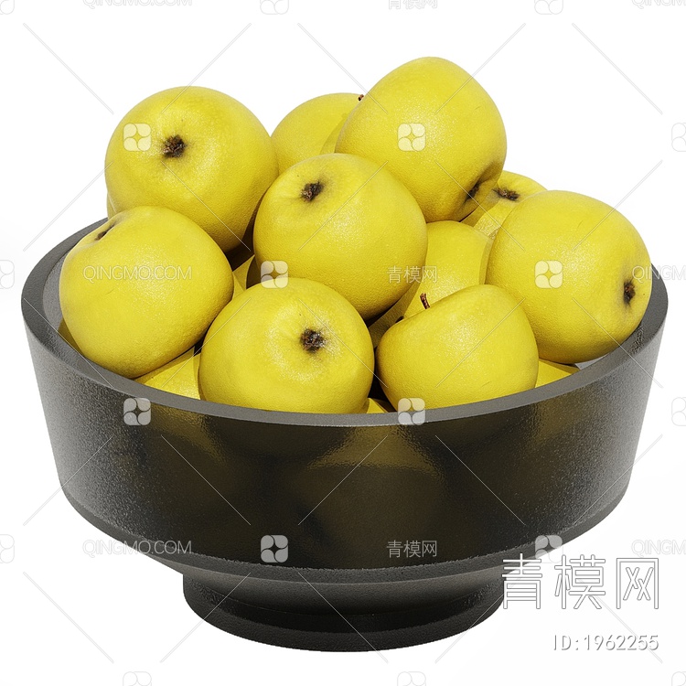 玻璃碗与黄苹果3D模型下载【ID:1962255】