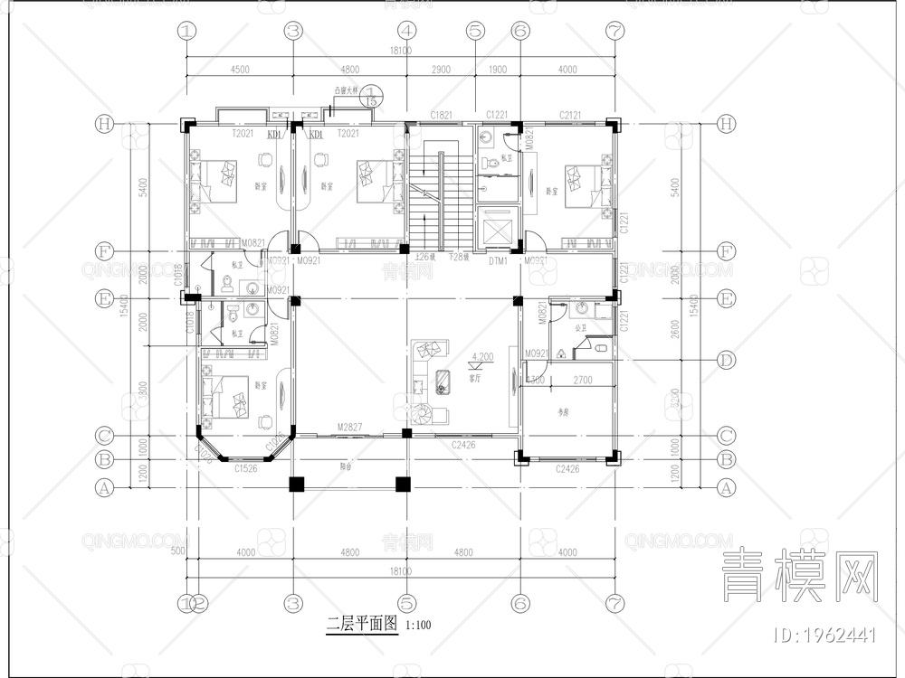 别墅CAD方案图纸，平面图，立面图【ID:1962441】