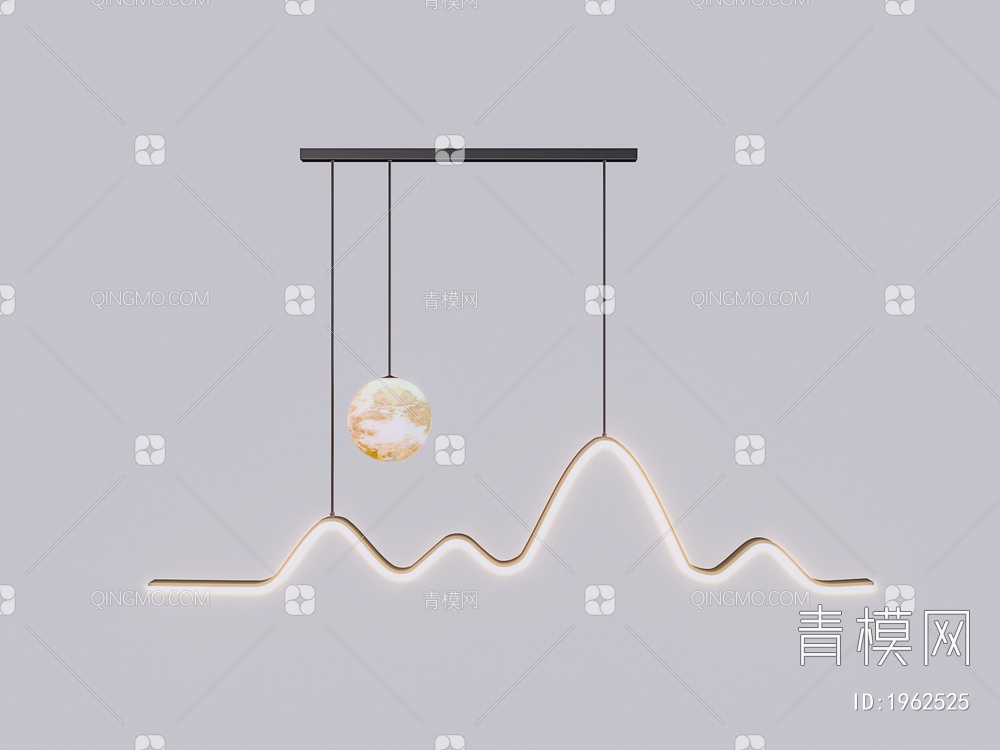餐厅创意月球吊灯3D模型下载【ID:1962525】