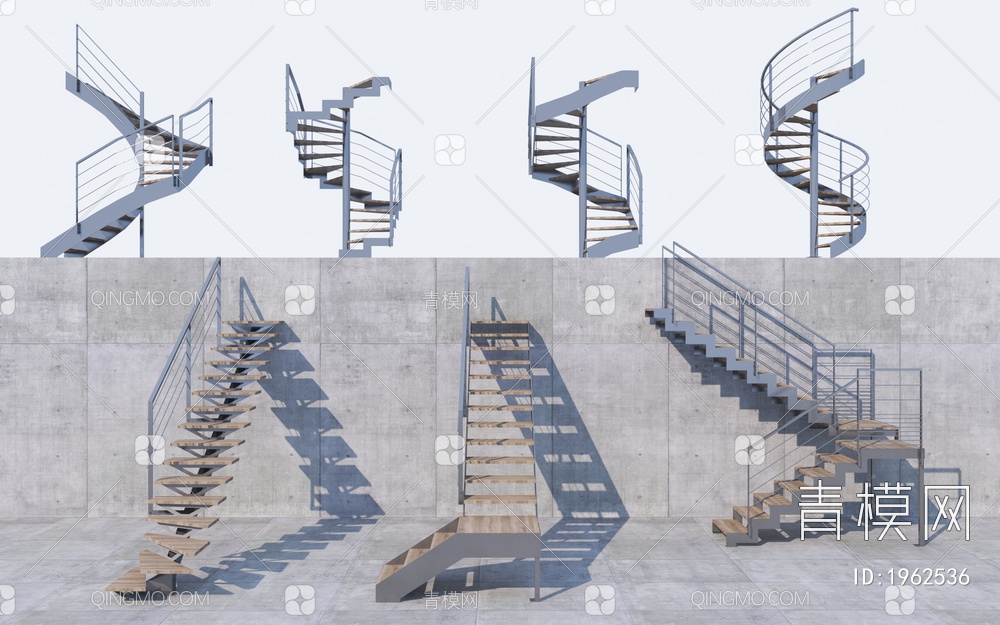 格铁艺楼梯3D模型下载【ID:1962536】