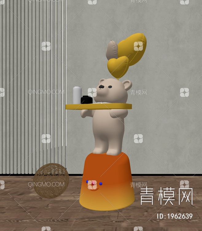 小熊雕塑摆件SU模型下载【ID:1962639】