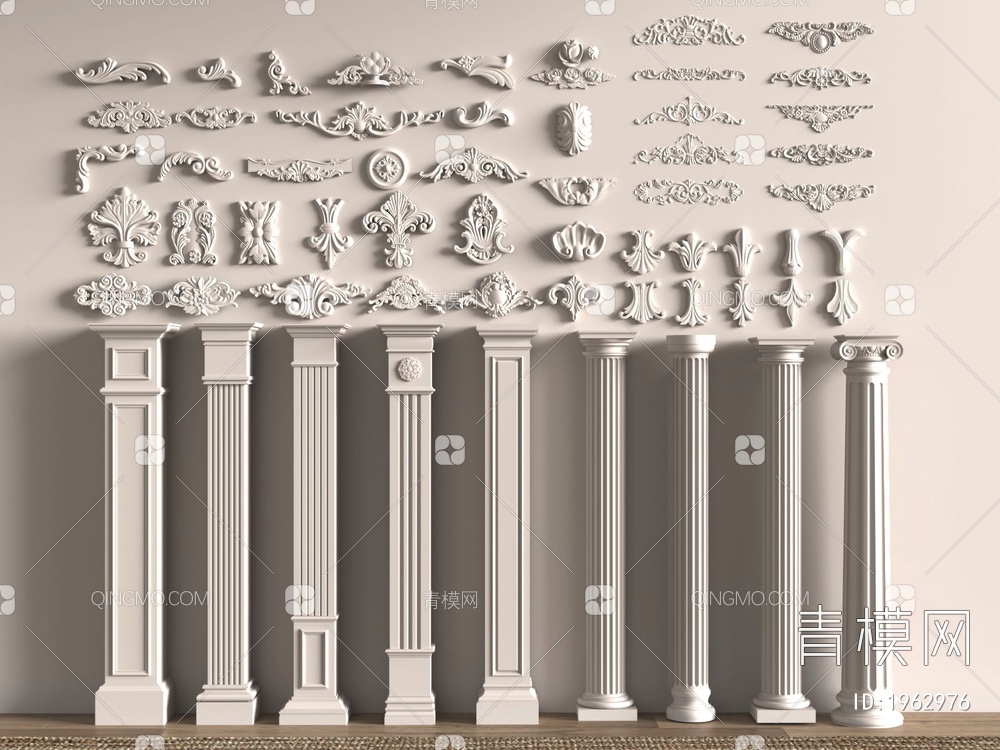 柱子 柱头 石膏构件3D模型下载【ID:1962976】