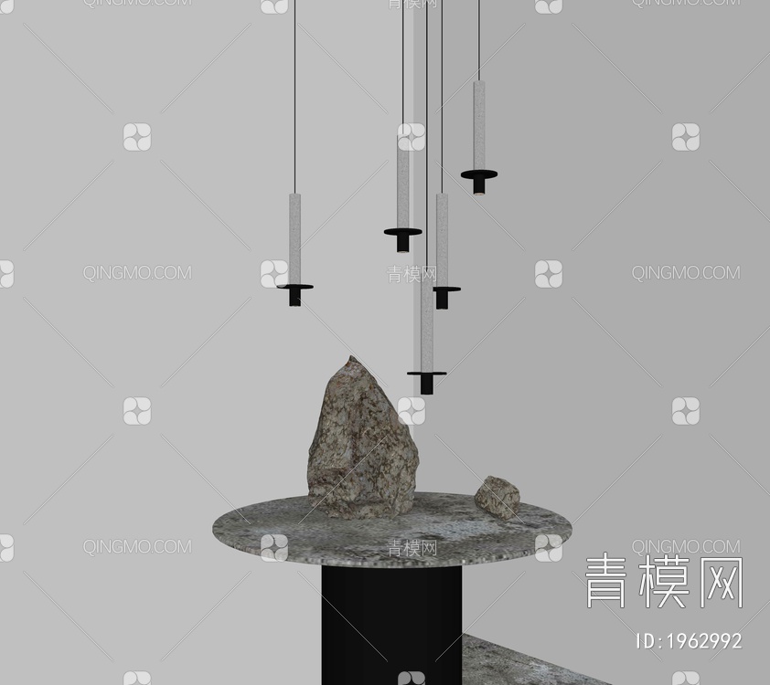 雕塑 吊灯 石头SU模型下载【ID:1962992】