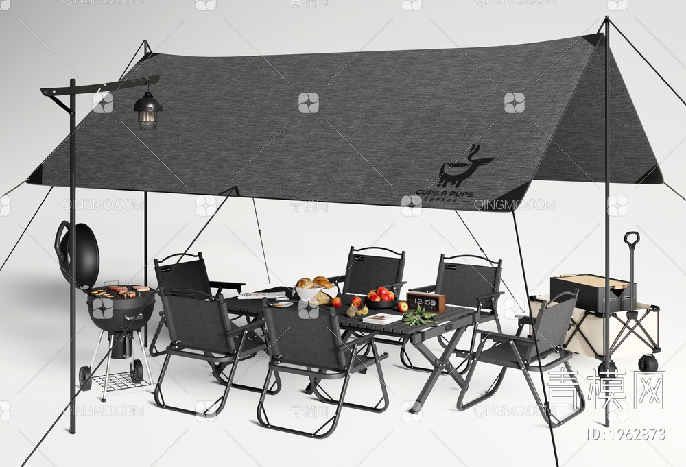 露营帐篷 露营桌椅组合 户外桌椅3D模型下载【ID:1962873】
