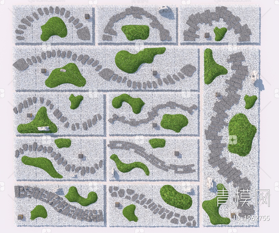庭院汀步组合3D模型下载【ID:1962755】