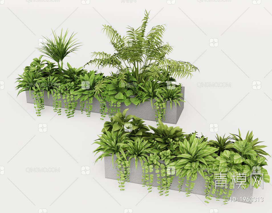 绿植堆 花箱 植物组合SU模型下载【ID:1963313】