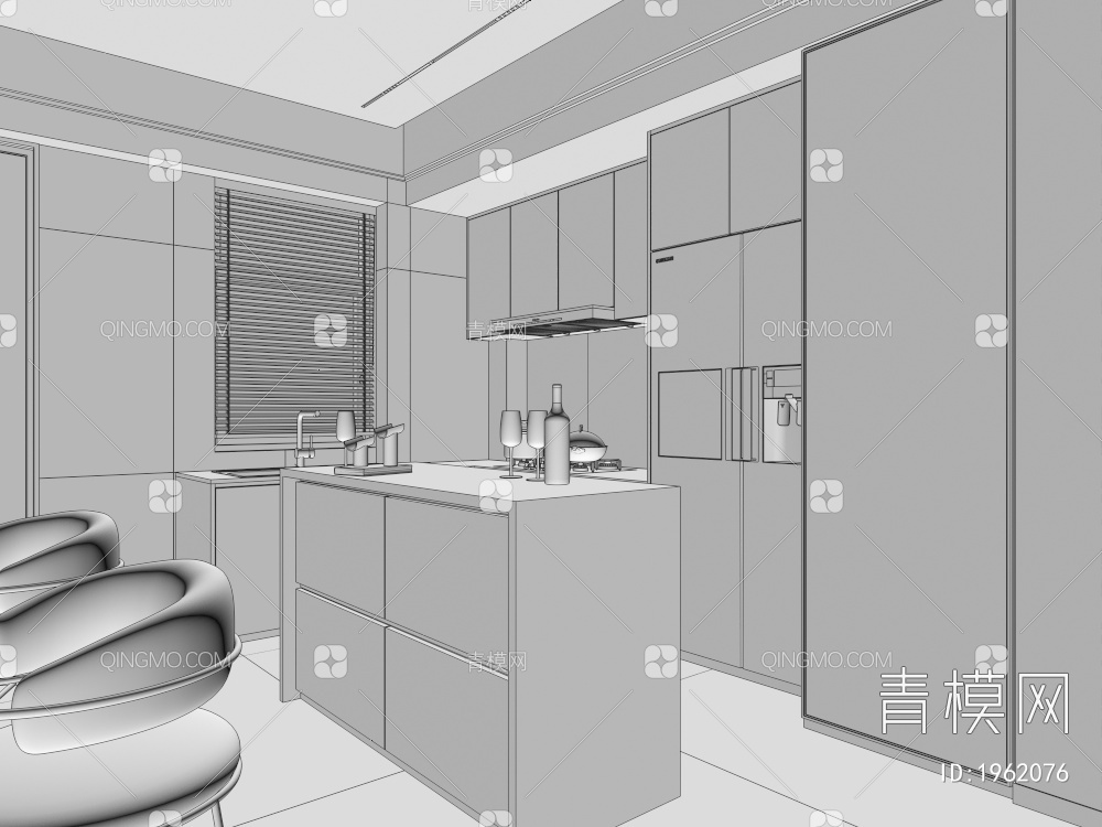 家居厨房、岛台3D模型下载【ID:1962076】