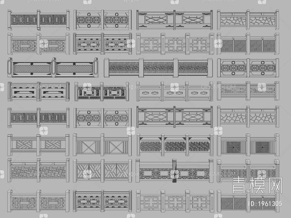 实木栏杆3D模型下载【ID:1961305】