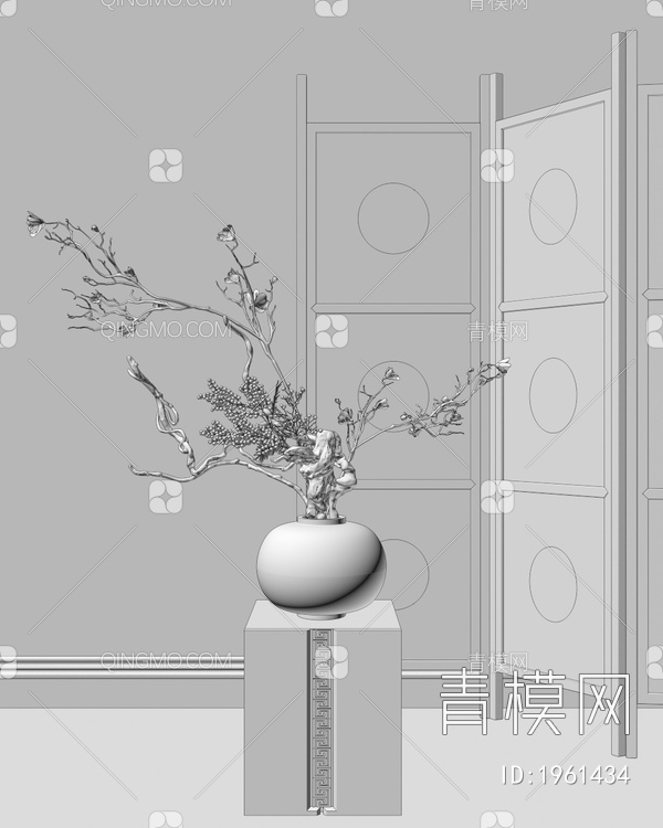 花瓶花艺3D模型下载【ID:1961434】