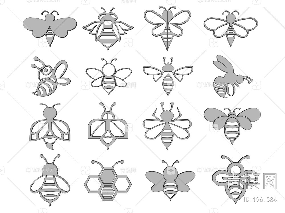 蜜蜂3D模型下载【ID:1961584】