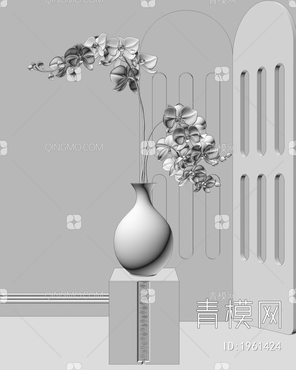花瓶花艺3D模型下载【ID:1961424】