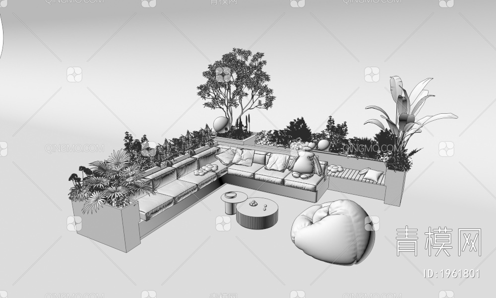 庭院座椅 景观小品 庭院沙发3D模型下载【ID:1961801】