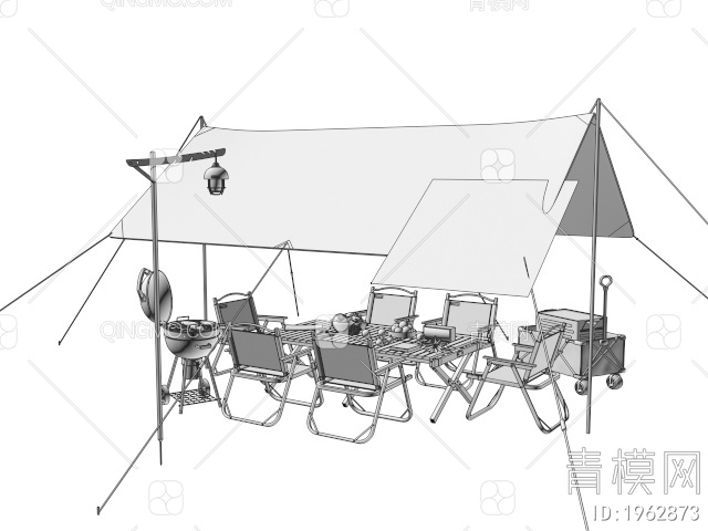 露营帐篷 露营桌椅组合 户外桌椅3D模型下载【ID:1962873】