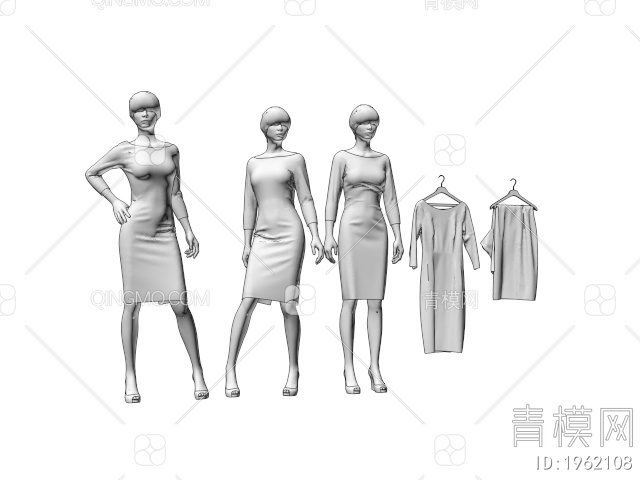 雕塑 衣服服饰女性模特3D模型下载【ID:1962108】
