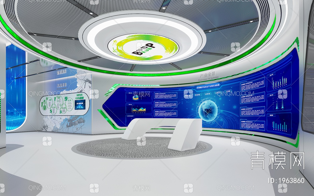 科技企业展厅 互动触摸一体机 互动触摸屏 荣誉展示 LED拼接屏3D模型下载【ID:1963860】
