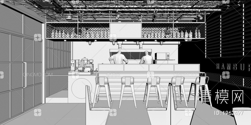 咖啡店全景3D模型下载【ID:1962497】