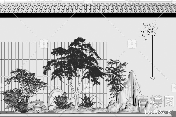 红枫景观树，鸡爪槭，乔木，苔藓地台3D模型下载【ID:1962461】