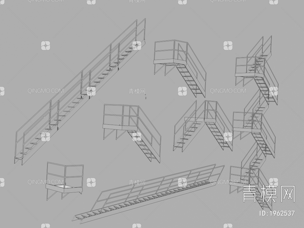 扶手楼梯_铁艺楼梯3D模型下载【ID:1962537】