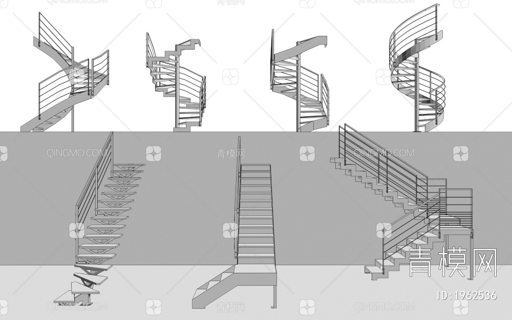 格铁艺楼梯3D模型下载【ID:1962536】