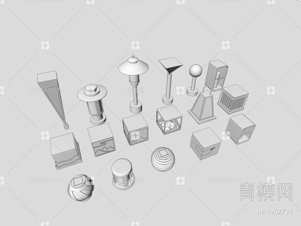 景观灯 户外灯 景观灯组合 草坪 草地路灯 花园室外 庭院灯3D模型下载【ID:1962734】