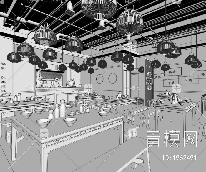 火锅店3D模型下载【ID:1962491】