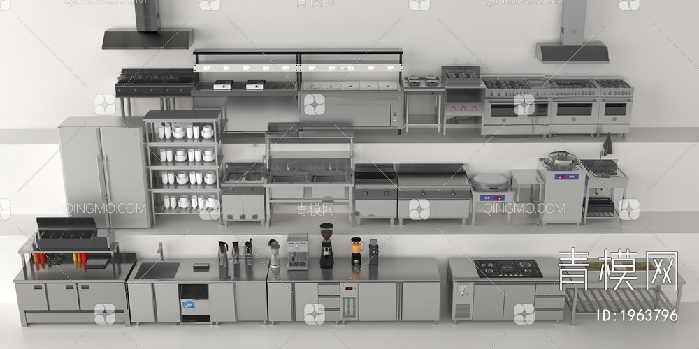 后厨设备 厨房器具3D模型下载【ID:1963796】