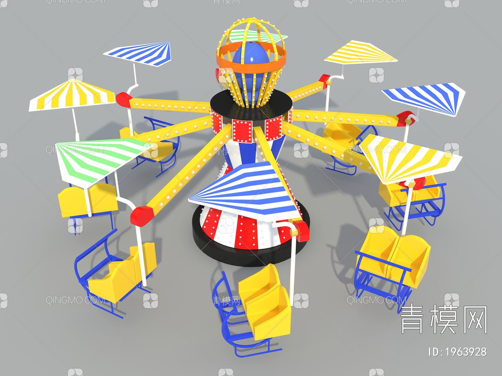 游乐设备风筝滑翔，飞椅SU模型下载【ID:1963928】