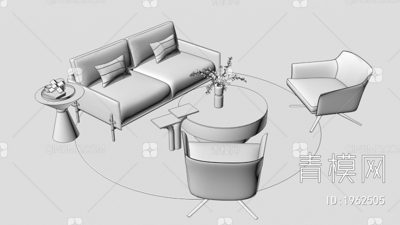 沙发茶几组合3D模型下载【ID:1962505】