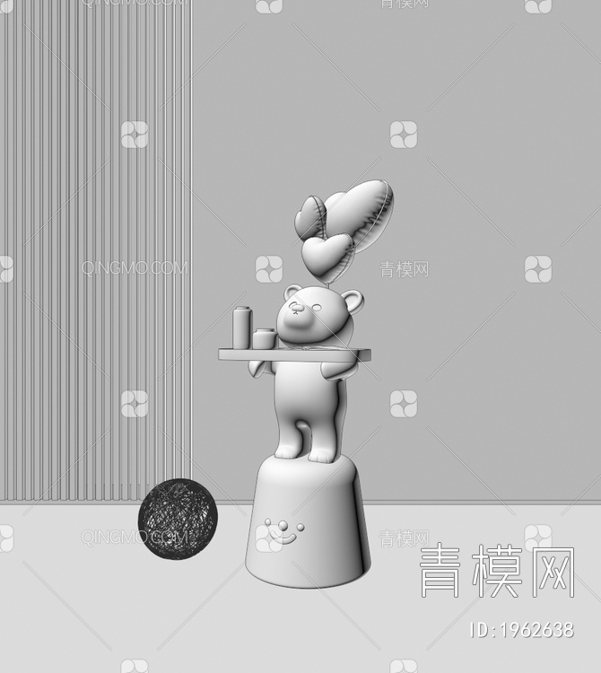 小熊雕塑摆件 客厅装置 小熊茶几边几 潮玩摆设 装饰陈设品3D模型下载【ID:1962638】