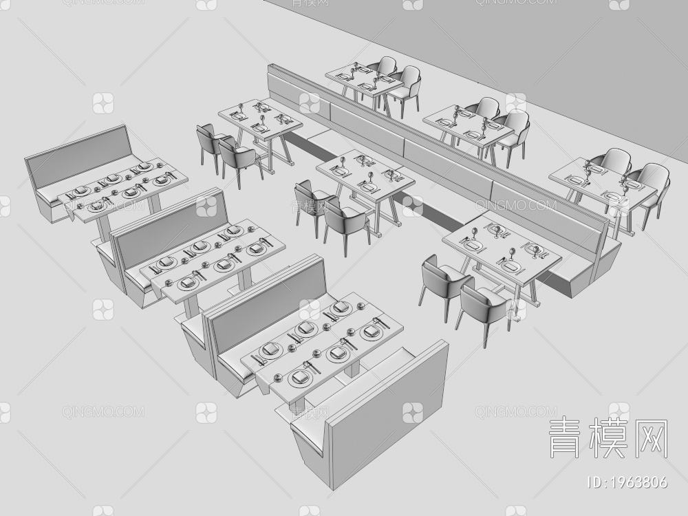 卡座餐桌3D模型下载【ID:1963806】