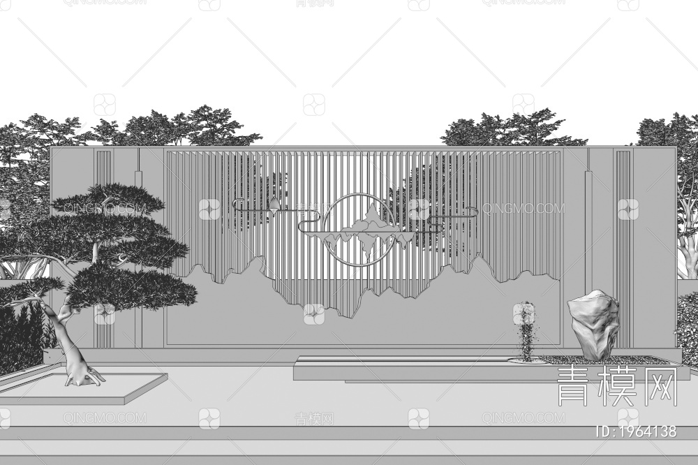 庭院水景景墙3D模型下载【ID:1964138】