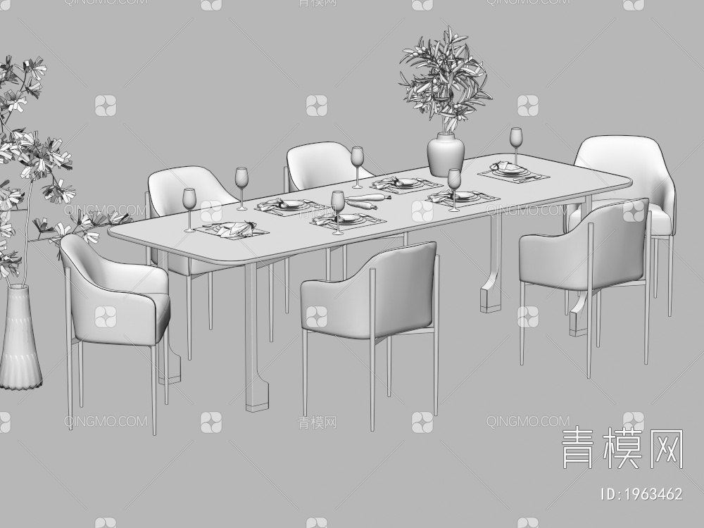 餐桌椅组合 餐椅 单椅 餐桌3D模型下载【ID:1963462】