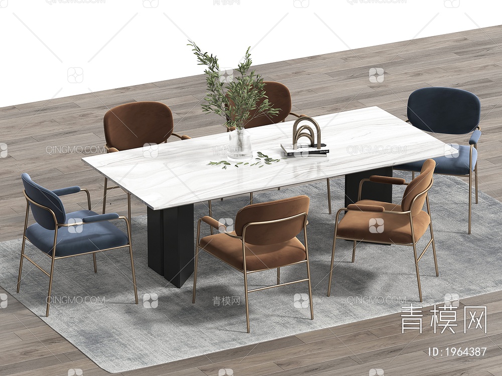 餐桌椅组合 餐椅 单椅 餐桌3D模型下载【ID:1964387】