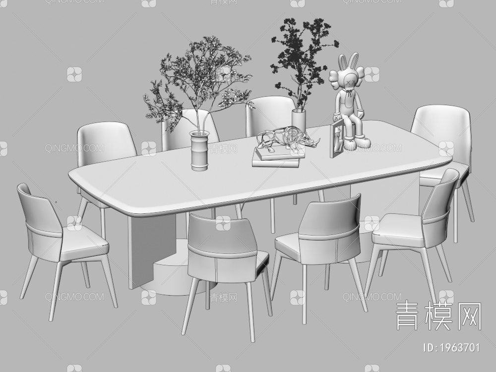 餐桌椅组合 餐椅 单椅 餐桌3D模型下载【ID:1963701】