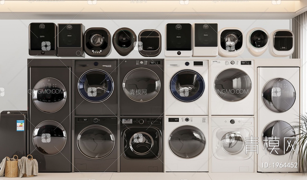 洗衣机组合 壁挂洗衣机 烘干机 滚筒洗衣机3D模型下载【ID:1964452】
