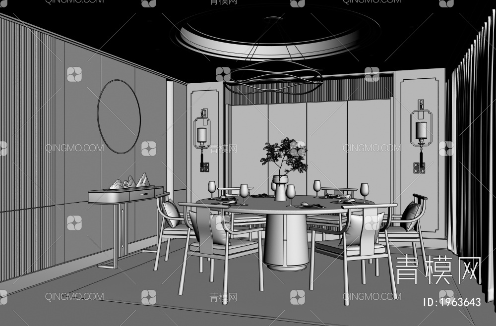 餐厅包房3D模型下载【ID:1963643】