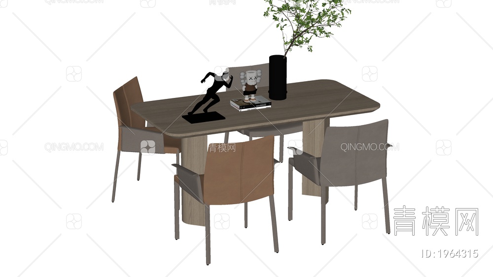 餐桌椅组合 餐椅 单椅 餐桌SU模型下载【ID:1964315】