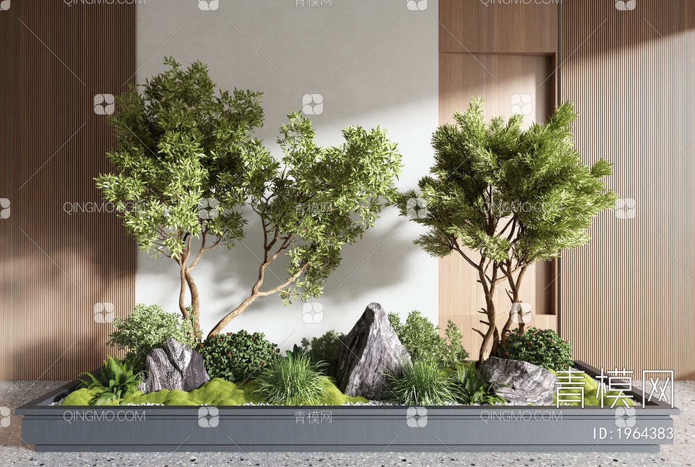 室内盆栽造景3D模型下载【ID:1964383】