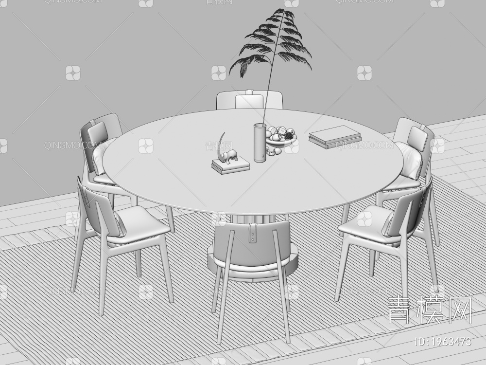 餐桌椅组合 餐椅 单椅 餐桌3D模型下载【ID:1963473】