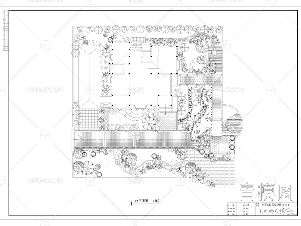 全套别墅庭院花园景观CAD施工图【ID:1964524】