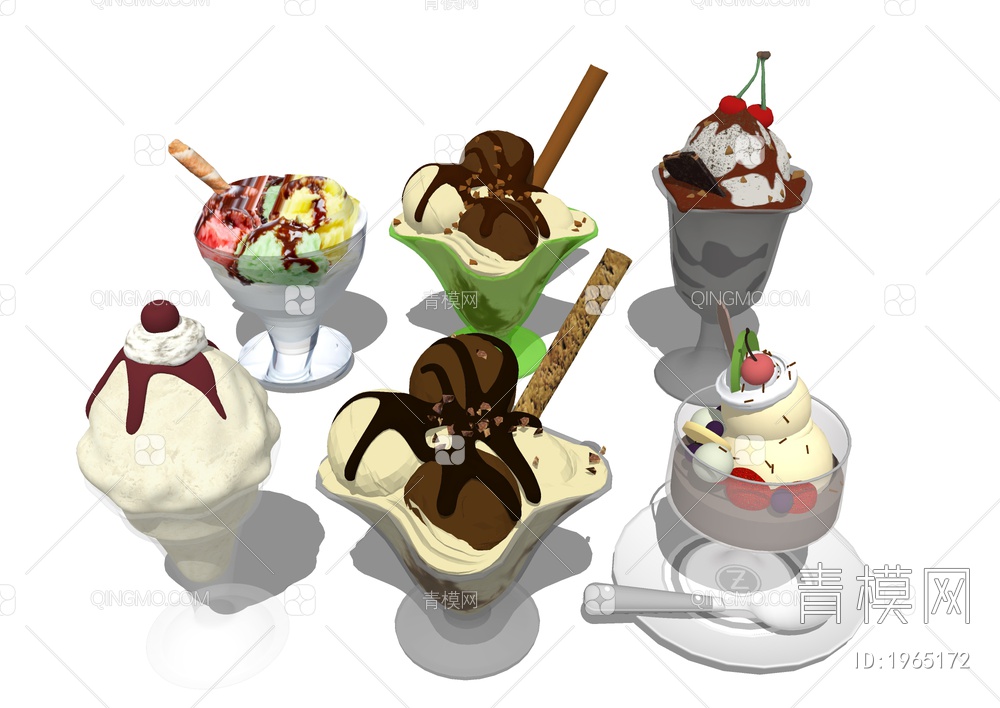 冰淇凌 甜筒沙冰SU模型下载【ID:1965172】